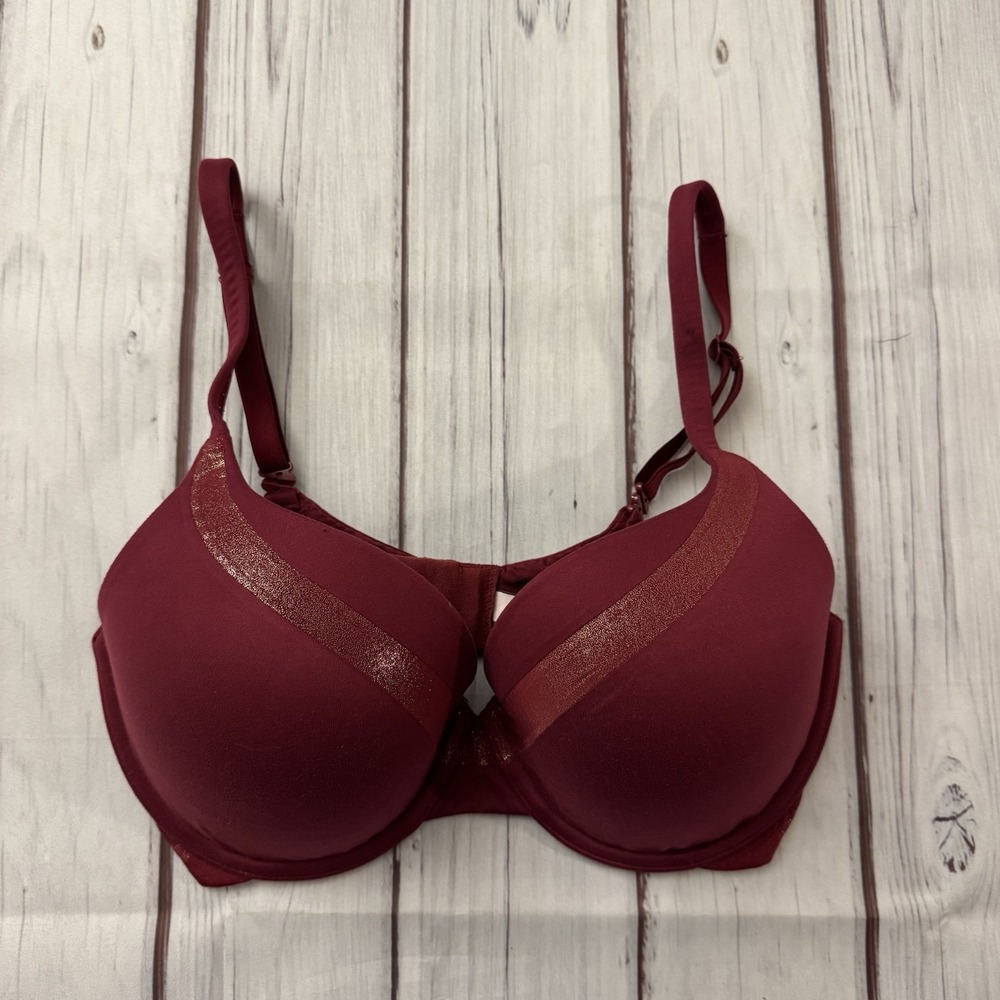 Victorias‎ Secret Bra Women Burgundy Perfect Shape Push Up Underwired 32DD Sexy